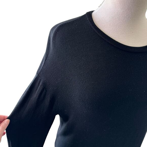 REFORMATION Dropped Shoulder Crewneck Long Sleeve Sweater Dress Medium Black - Picture 3 of 10